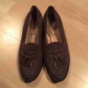 Brown Suede Ditto by Vaneli Randa Loafers